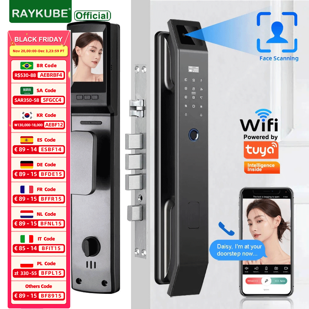 Wifi Doorbell Camera - Raykube df14 tuya wifi 3d reconhecimento