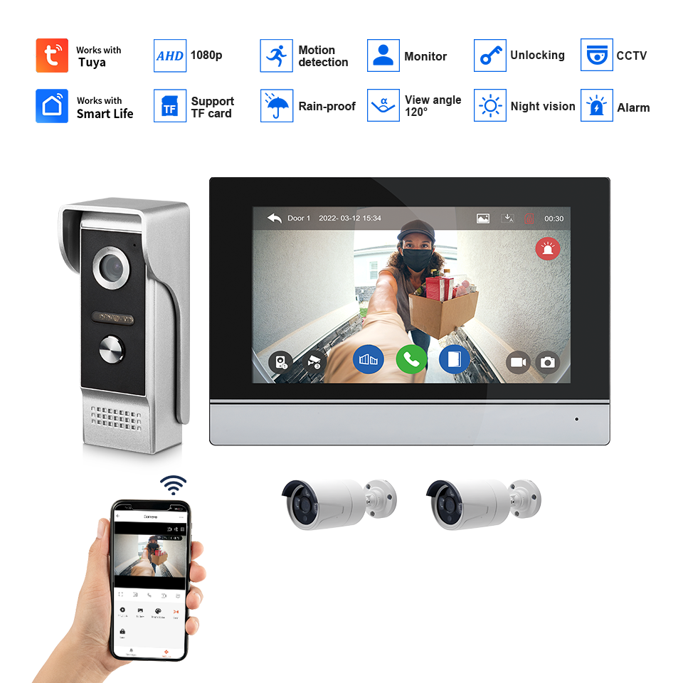 7 Polegada tela ips 2mp tuya c - Wifi Doorbell Camera avaliação e preço